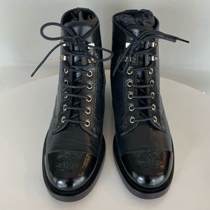 CHANEL Combat Boots Size 39.5